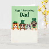 Striped Pets Happy St Patricks Card Kaart (Gele Bloem)