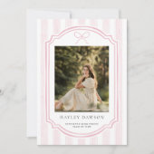 Striped Photo Graduation Party Invite Announcement Kaart (Voorkant)