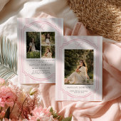 Striped Photo Graduation Party Invite Announcement Kaart