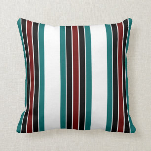 Striped Pillow-Home decor-White/maroon/Black/Blauw Kussen