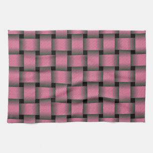 Striped Pink Basket Weave Theedoek