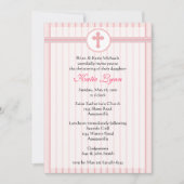 Striped Pink Cross Invitation Kaart (Voorkant)