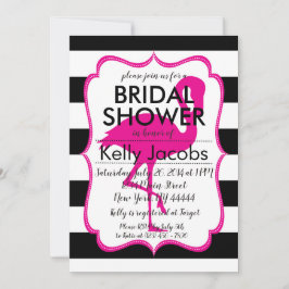 Striped Pink Flamingo Bridal Shower Invitation Kaart
