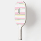 Striped Pink Yellow Green White Lt Brown Monogram Pickleball Paddle (Links)