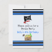Striped Pirate Birthday Party Invitation Kaart (Voorkant)