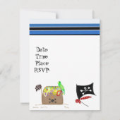 Striped Pirate Birthday Party Invitation Kaart (Achterkant)