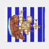 Striped Pirate Ship Fleece Blanket Deken (Voorkant (Horizontaal))