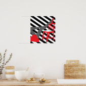 Striped Pop art. Rood, zwart, witte coole silhouet Poster (Keuken)