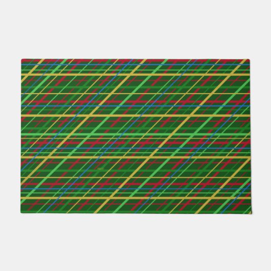 Striped Pset in Bright Kerstrood en groen Deurmat (Voorkant)