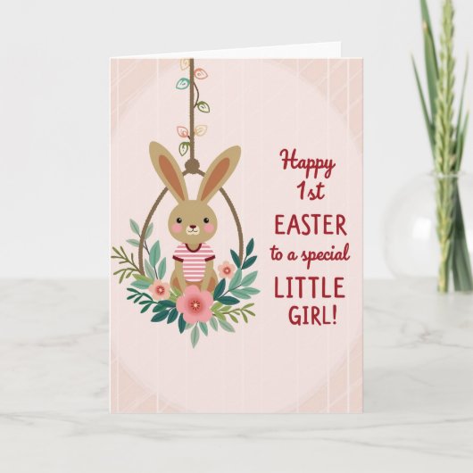Striped Rabbit Floral Swing Card Kaart (Voorkant)