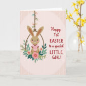 Striped Rabbit Floral Swing Card Kaart (Gele Bloem)