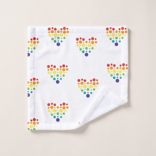 Striped Rainbow en Heart Patroonzaal Bad Handdoek (Wasdoekje)