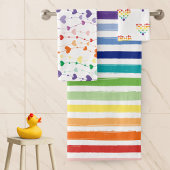 Striped Rainbow en Heart Patroonzaal Bad Handdoek