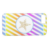 Striped Rainbow Modern Star Case-Mate iPhone Case (Achterkant (Horizontaal))