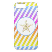 Striped Rainbow Modern Star Case-Mate iPhone Case (Achterkant)