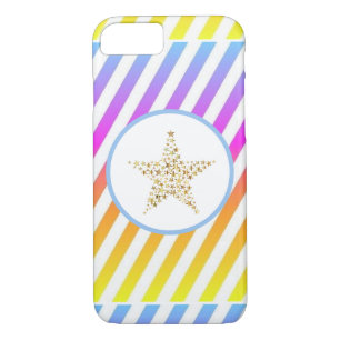 Striped Rainbow Modern Star iPhone 8/7 Hoesje