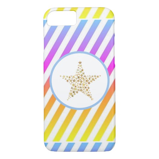 Striped Rainbow Modern Star Case-Mate iPhone Case (Achterkant)