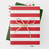 Striped Red Green Hearts Inpakpapier Vel (In situ)