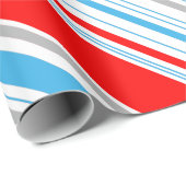 Striped Red Silver Blue Candy Cane Cadeaupapier (Rol Hoek)