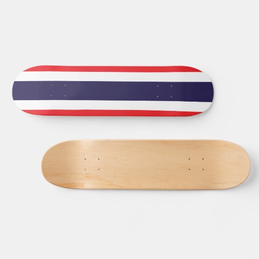 Striped Red, White, en Blauw Persoonlijk Skateboard (Horizontaal)