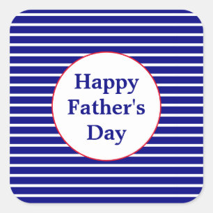 Striped Red, White en Blue Happy Vaderdag Vierkante Sticker