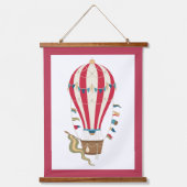Striped Red & White Steampunk Hot Air ballon Hangend Wandkleed (Voorkant)