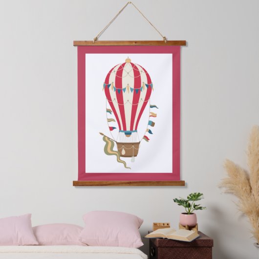 Striped Red & White Steampunk Hot Air ballon Hangend Wandkleed (Slaapkamer)