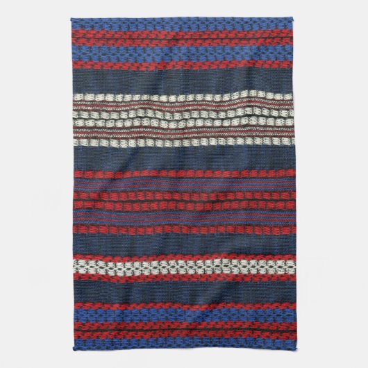 Striped Retro Red White en Blue Hippy Stripes Theedoek (Verticaal)