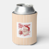 Striped retro Santa Most Wonderful Time for a Beer Blikjeskoeler (Blikje Voorkant)