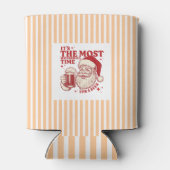 Striped retro Santa Most Wonderful Time for a Beer Blikjeskoeler (Achterkant)