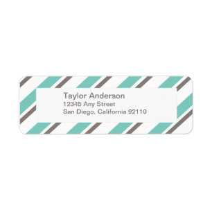Striped Return-adreslabel - blauw grijs Etiket