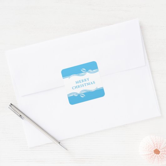 Striped Ribbon Square Sticker (Envelop)