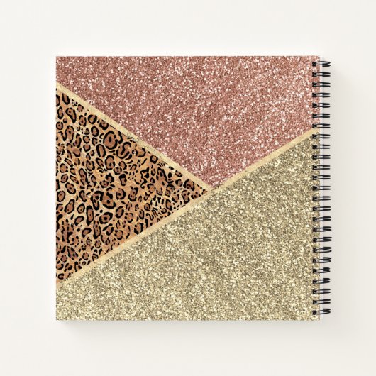 Striped Roos Gold Glitter Leopard Monogram Notitieboek (Achterkant)