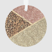 Striped Roos Gold Glitter Leopard Monogram Ornament (achterkant)