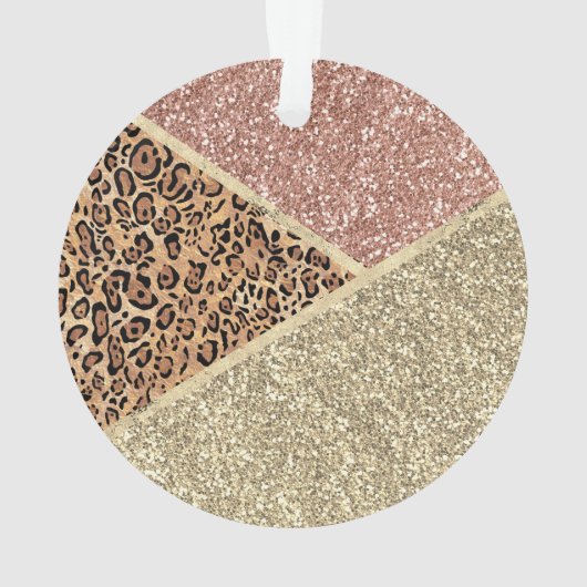 Striped Roos Gold Glitter Leopard Monogram Ornament (achterkant)