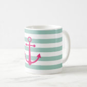 Striped roze anker mok (Voorkant rechts)