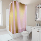 Striped- roze en gouden strepen douchegordijn (In situ)