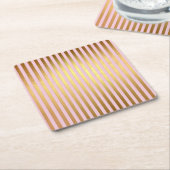Striped- roze en gouden strepen kartonnen onderzetters (Schuin)
