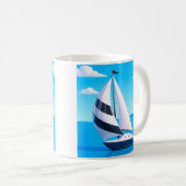 Striped Sailboat Ocean  Koffiemok (Voorkant rechts)