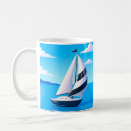 Striped Sailboat Ocean Koffiemok