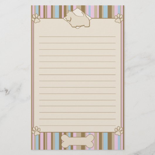 Striped Scottish Terrier Stationery Briefpapier (Voorkant)