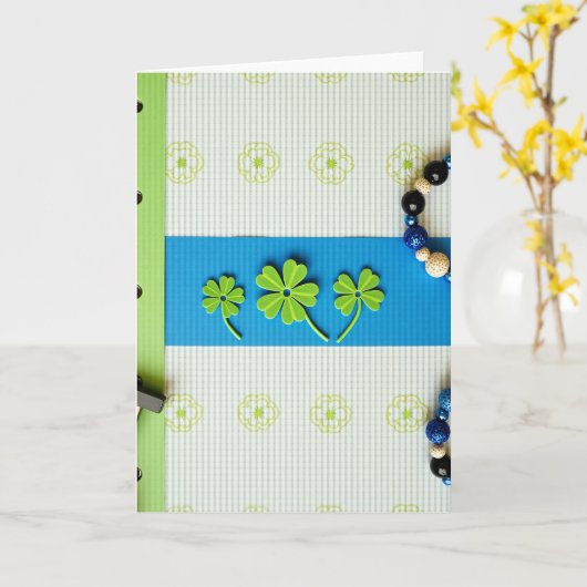 Striped Shamrock Pattern Card Kaart (Gele Bloem)