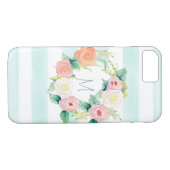 Striped Simple Moderne Waterverf Floral Rozen Case-Mate iPhone Case (Achterkant (Horizontaal))