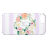 Striped Simple Moderne Waterverf Floral Rozen Case-Mate iPhone Case (Achterkant (Horizontaal))