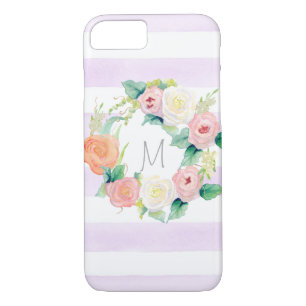 Striped Simple Moderne Waterverf Floral Rozen Case-Mate iPhone Case