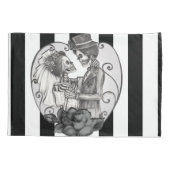 Striped Skeleton Love Couple Marriage Dance Kussensloop (Achterkant)
