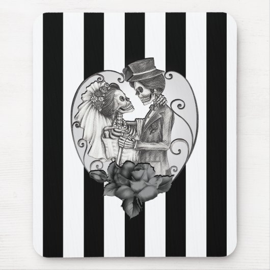 Striped Skeleton Love Couple Marriage Dance Muismat (Voorkant)