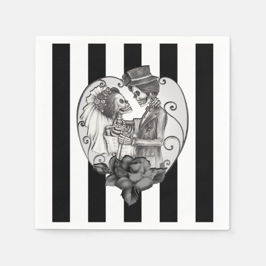 Striped Skeleton Love Couple Marriage Dance Servet (Voorkant)