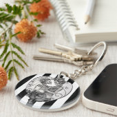 Striped Skeleton Love Couple Marriage Dance Sleutelhanger (Voorkant Rechts)