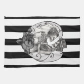 Striped Skeleton Love Couple Marriage Dance Theedoek (Horizontaal)